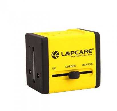 lapcare world travel adaptor with dual usb -global trotter (yellow)